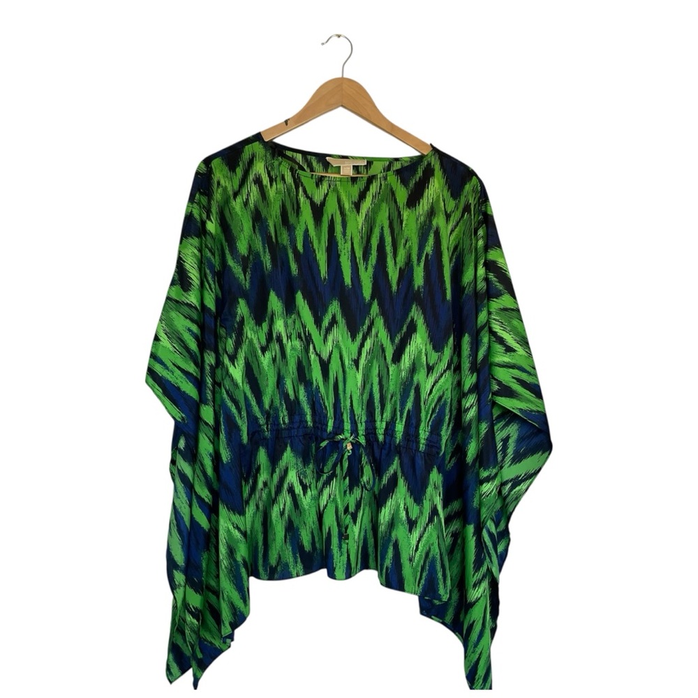 Michael Kors Women’s Blouse Green Blue Striped Pattern Size S/M Pre-Owned